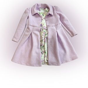 Bonnie Jean Girls 5T Floral Spring Dress & Pea Coat -